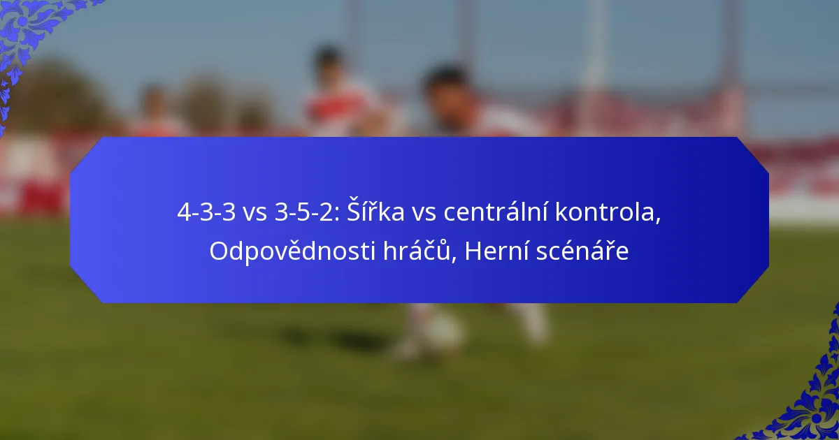 4-3-3 vs 3-5-2: Šířka vs centrální kontrola, Odpovědnosti hráčů, Herní scénáře